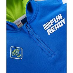 Babyhug Cotton Full Sleeves Sweatshirt With Zipper & Hood & Checks Print - Blue