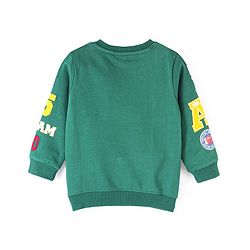 Babyhug Cotton Knit Full Sleeves Sweatshirt with Embroidered Badges - Dark Green