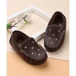 Cute Walk by Babyhug Formal & Partywear Slip On Hand Stitched Design Shoes - Brown