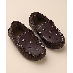 Cute Walk by Babyhug Formal & Partywear Slip On Hand Stitched Design Shoes - Brown
