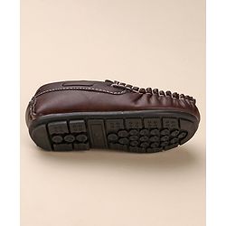 Cute Walk by Babyhug Formal & Partywear Slip On Hand Stitched Design Shoes - Brown