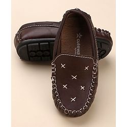 Cute Walk by Babyhug Formal & Partywear Slip On Hand Stitched Design Shoes - Brown