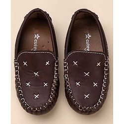 Cute Walk by Babyhug Formal & Partywear Slip On Hand Stitched Design Shoes - Brown
