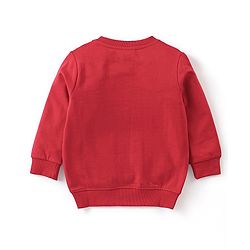 Babyhug Cotton Knit Full Sleeves Sweatshirts with Lion Graphics - Red