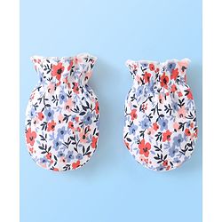 Babyhug 100% Cotton Cap Mittens And Booties Floral Print - Multicolour