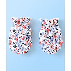Babyhug 100% Cotton Cap Mittens And Booties Floral Print - Multicolour