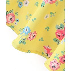 Babyhug Off Shoulder Sleeves Swimsuit Frock Floral Print - Yellow
