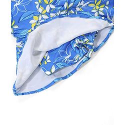 Babyhug Sleeveless Frock Style Swimsuit Floral Print - Blue
