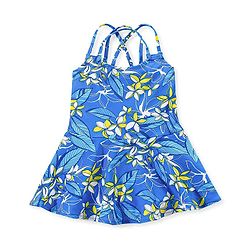 Babyhug Sleeveless Frock Style Swimsuit Floral Print - Blue