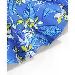 Babyhug Sleeveless Frock Style Swimsuit Floral Print - Blue