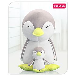 Babyhug Mother Baby Penguin Soft Toy Grey - Height 45 cm