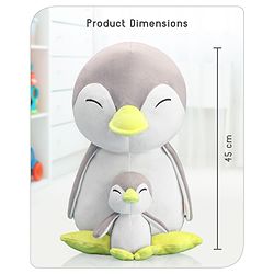 Babyhug Mother Baby Penguin Soft Toy Grey - Height 45 cm