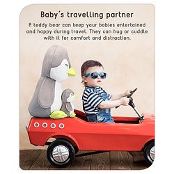 Babyhug Mother Baby Penguin Soft Toy Grey - Height 45 cm