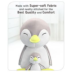Babyhug Mother Baby Penguin Soft Toy Grey - Height 45 cm