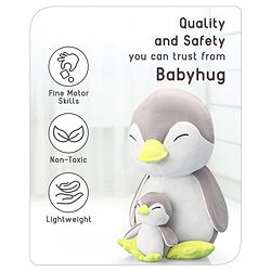 Babyhug Mother Baby Penguin Soft Toy Grey - Height 45 cm