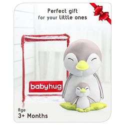 Babyhug Mother Baby Penguin Soft Toy Grey - Height 45 cm