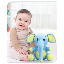 Babyhug Baby Elephant Soft Toy Blue-Height 27 cm