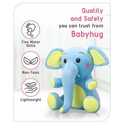 Babyhug Baby Elephant Soft Toy Blue-Height 27 cm