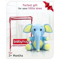 Babyhug Baby Elephant Soft Toy Blue-Height 27 cm