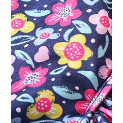 Babyhug Sleeveless V Cut Swimsuit Floral Print - Black