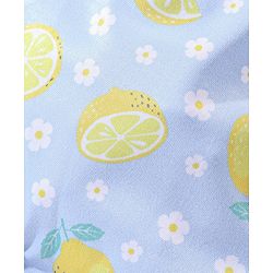 Babyhug Sleeveless One Shoulder V Cut Swimsuit Lemon Print - Blue