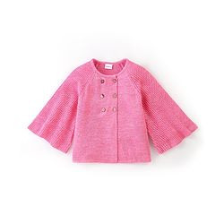 Babyhug Knit Full Sleeves Solid Color Shrug - Dark Pink