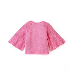 Babyhug Knit Full Sleeves Solid Color Shrug - Dark Pink