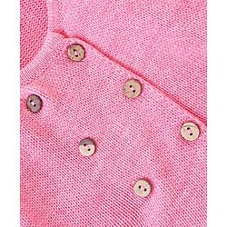 Babyhug Knit Full Sleeves Solid Color Shrug - Dark Pink