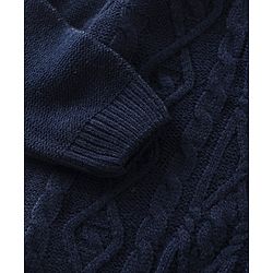 Babyhug Full Sleeves Sweater with Cable Knit Design - Navy
