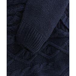 Babyhug Full Sleeves Sweater with Cable Knit Design - Navy
