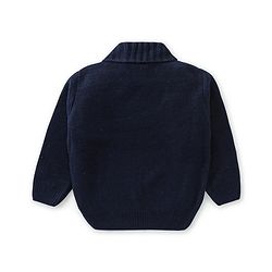 Babyhug Full Sleeves Sweater with Cable Knit Design - Navy