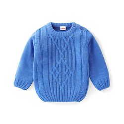 Babyhug Knit Full Sleeves Pullover Cable Knit Design - Blue