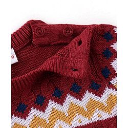 Babyhug Full Sleeves Sweater With Chevron Design - Maroon