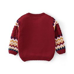 Babyhug Full Sleeves Sweater With Chevron Design - Maroon