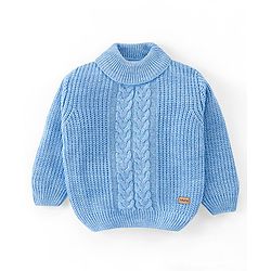 Babyhug Knit Full Sleeves Sweater With Cable Knit Design - Blue