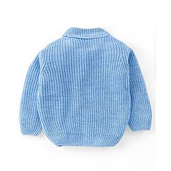 Babyhug Knit Full Sleeves Sweater With Cable Knit Design - Blue