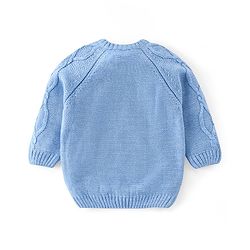 Babyhug Knit Full Sleeves Cable Knit Sweater - Blue
