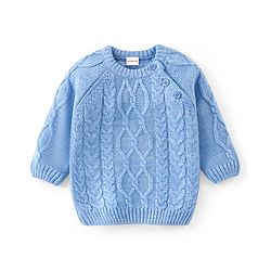 Babyhug Knit Full Sleeves Cable Knit Sweater - Blue