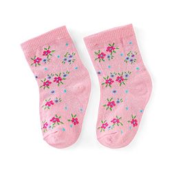 Cutewalk By Babyhug Anti Bacterial Ankle Length Socks Floral & Polka Dots Print Pack Of 3 - Pink & Blue