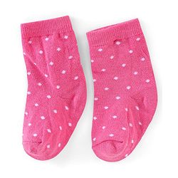 Cutewalk By Babyhug Anti Bacterial Ankle Length Socks Floral & Polka Dots Print Pack Of 3 - Pink & Blue