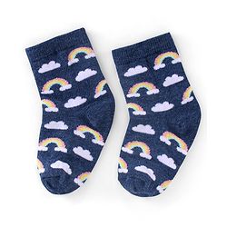 Cutewalk By Babyhug Anti Bacterial Ankle Length Socks Unicorn & Cloud Print Pack Of 3 - Pink & Blue
