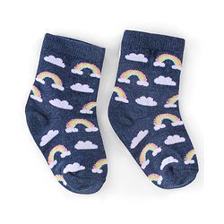 Cutewalk By Babyhug Anti Bacterial Ankle Length Socks Unicorn & Cloud Print Pack Of 3 - Pink & Blue