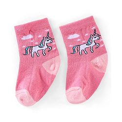 Cutewalk By Babyhug Anti Bacterial Ankle Length Socks Unicorn & Cloud Print Pack Of 3 - Pink & Blue