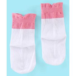 Cute Walk by Babyhug Non Terry Anti Bacterial Ankle Length Socks Kitty Design Pack of 3 - Pink White & Yellow