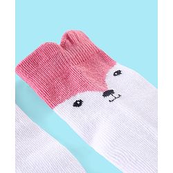Cute Walk by Babyhug Non Terry Anti Bacterial Ankle Length Socks Kitty Design Pack of 3 - Pink White & Yellow