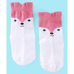 Cute Walk by Babyhug Non Terry Anti Bacterial Ankle Length Socks Kitty Design Pack of 3 - Pink White & Yellow