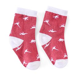 Cute Walk by Babyhug Non Terry Anti Bacterial Ankle Length Socks Dino Design Pack of 3 - Pink & White
