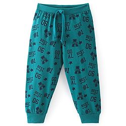Babyhug Cotton Knit Full Length Lounge Pant Text Print - Green