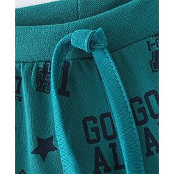 Babyhug Cotton Knit Full Length Lounge Pant Text Print - Green
