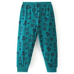 Babyhug Cotton Knit Full Length Lounge Pant Text Print - Green